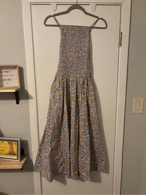 J. Crew Floral Maxi Dress in Blue and Yellow-Orange